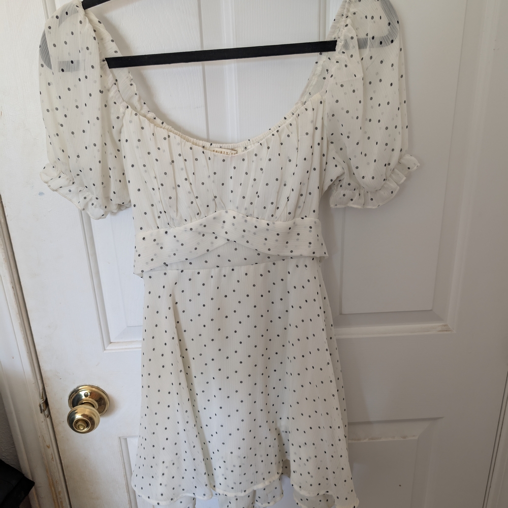 Elegant White Polka Dot Dress
